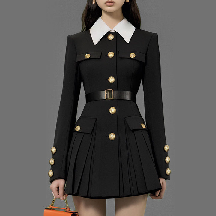 The Noir Pleated Blazer Dress