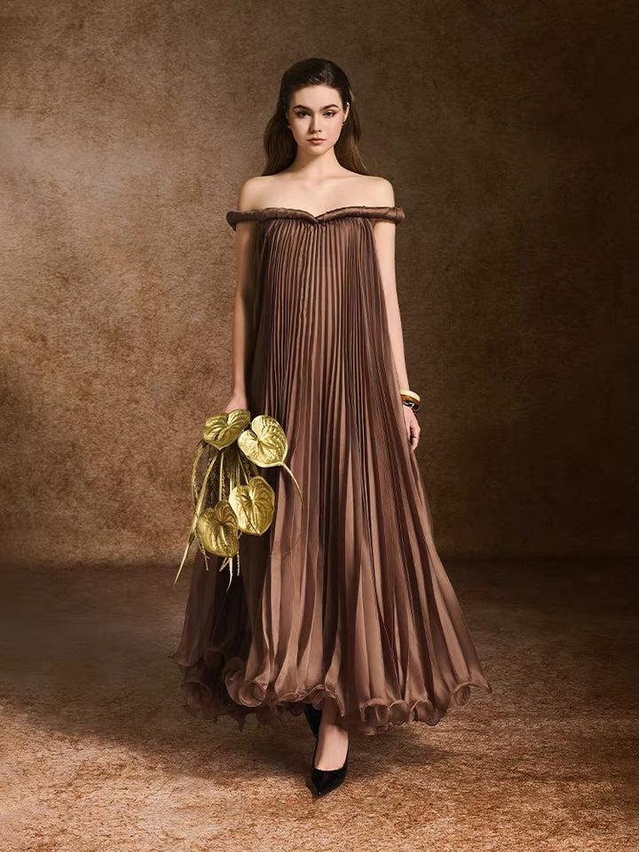 The Espresso Pleated Gown