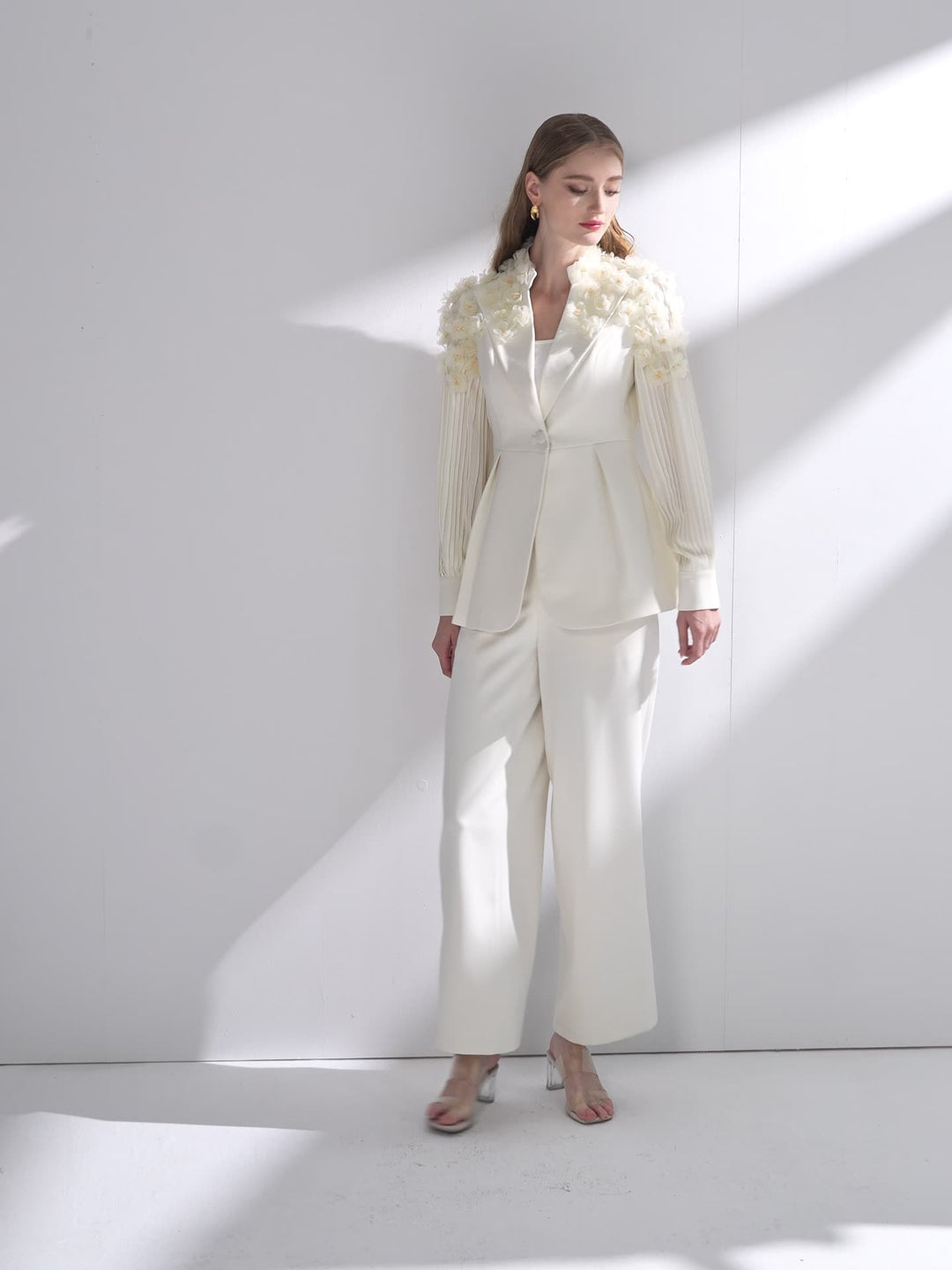The Apricot Feather-Trimmed Suit