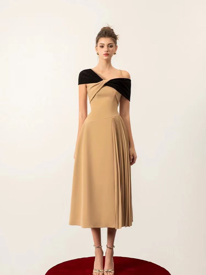 The Aurora Taupe Ruffle Gown