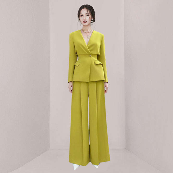 The Emerald V-Neck Suit Set