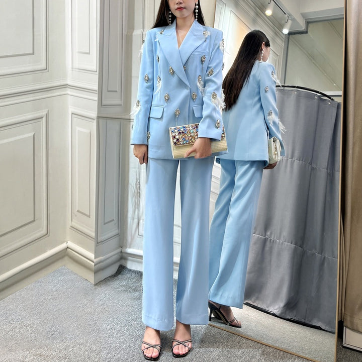 The Azure Feathered Tuxedo Set