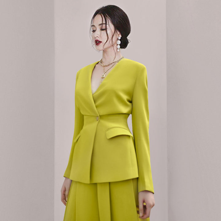 The Emerald V-Neck Suit Set