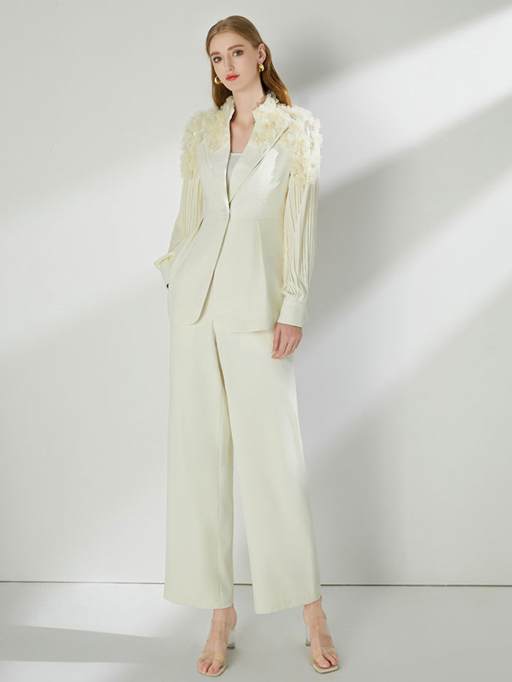 The Apricot Feather-Trimmed Suit