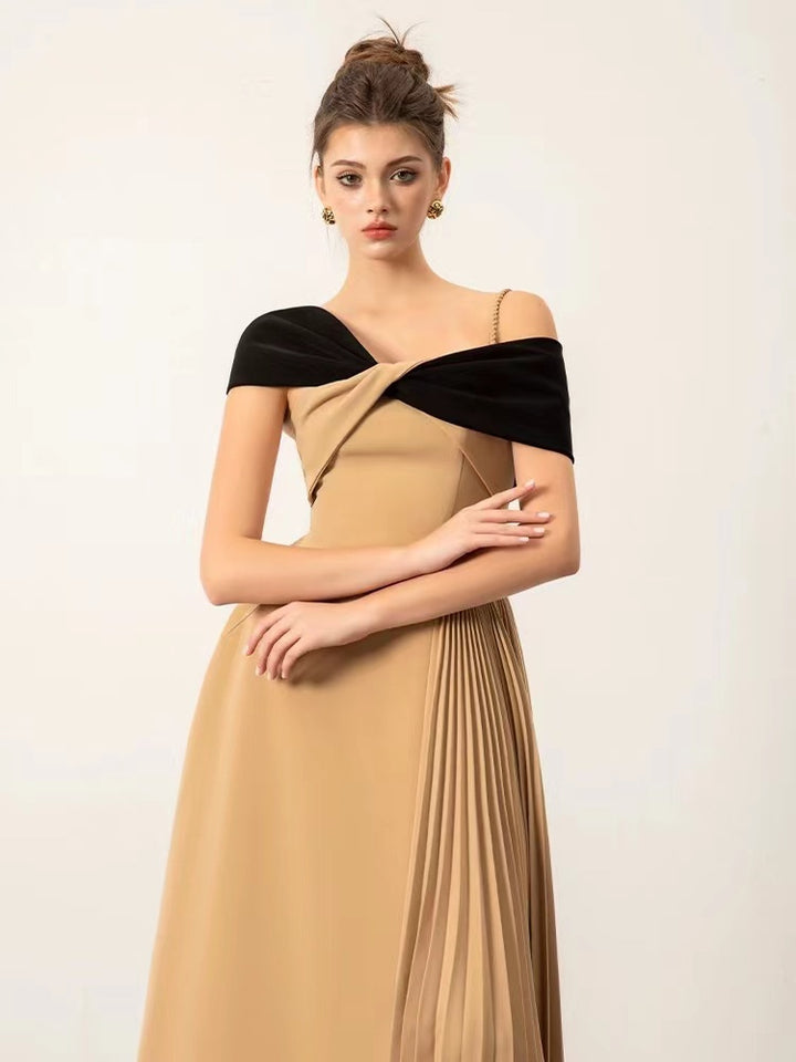 The Aurora Taupe Ruffle Gown