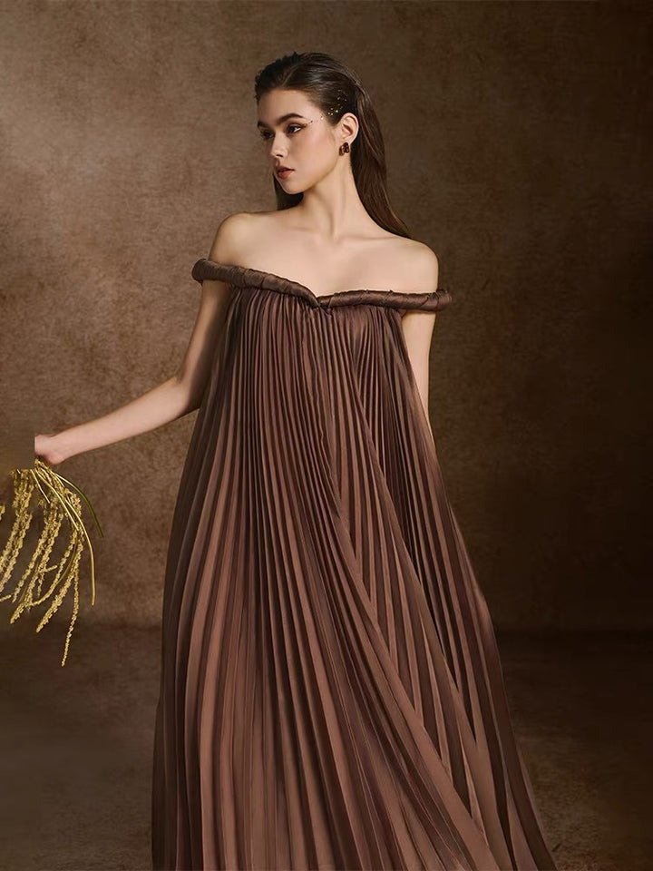 The Espresso Pleated Gown