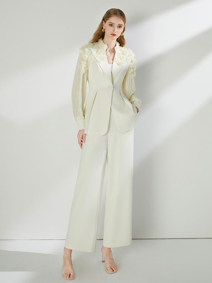 The Apricot Feather-Trimmed Suit