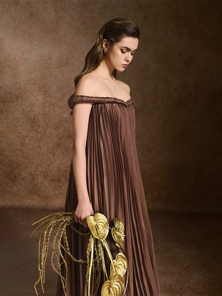 The Espresso Pleated Gown