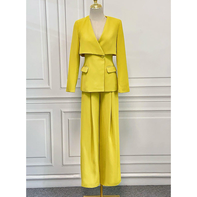The Emerald V-Neck Suit Set