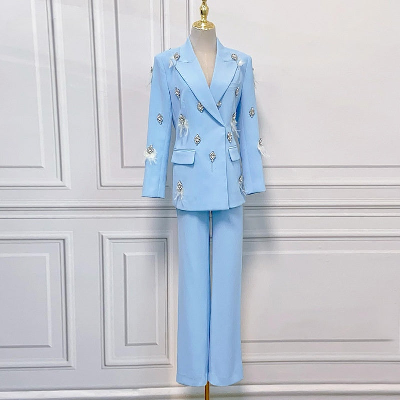 The Azure Feathered Tuxedo Set
