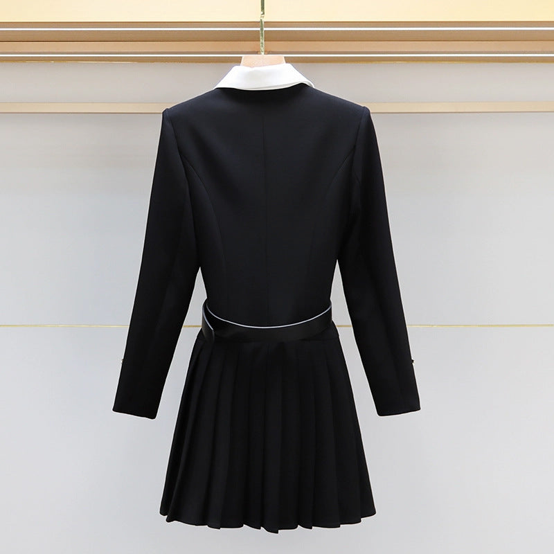 The Noir Pleated Blazer Dress