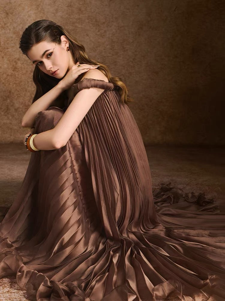 The Espresso Pleated Gown