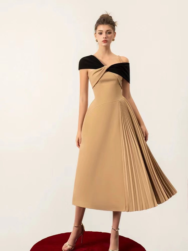 The Aurora Taupe Ruffle Gown
