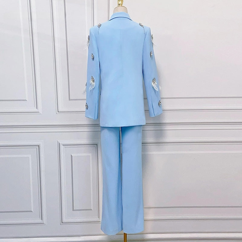 The Azure Feathered Tuxedo Set
