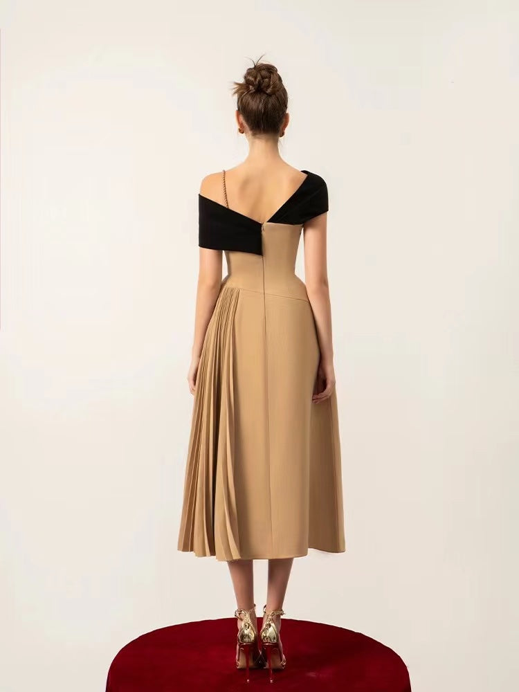 The Aurora Taupe Ruffle Gown