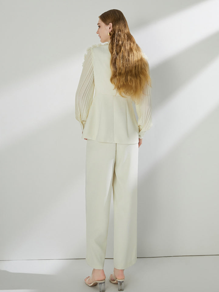 The Apricot Feather-Trimmed Suit