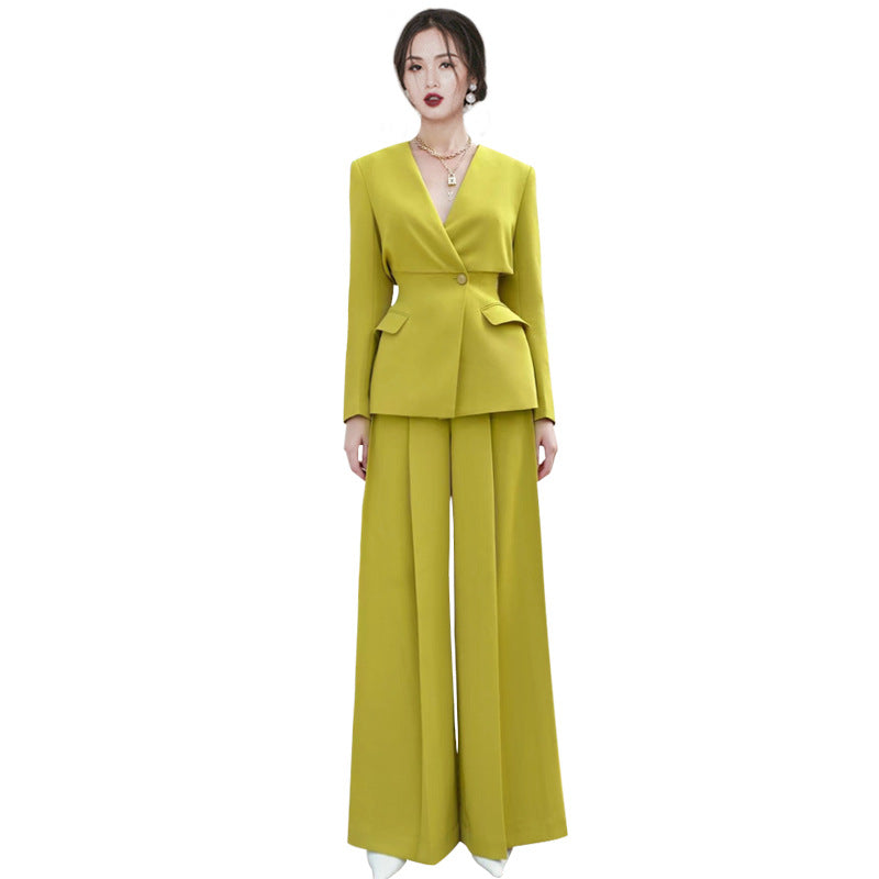 The Emerald V-Neck Suit Set