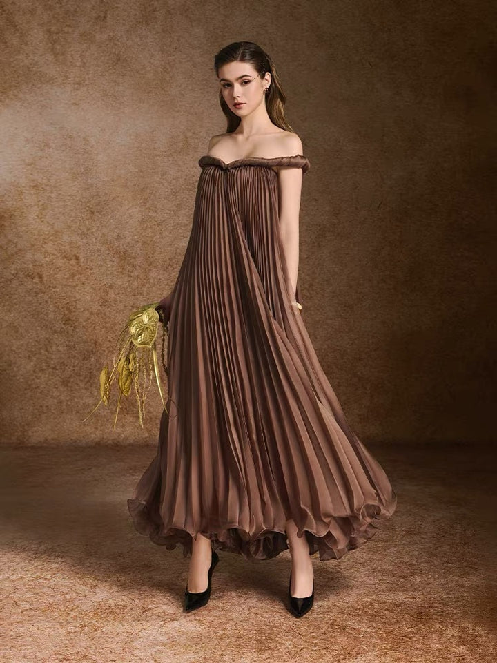 The Espresso Pleated Gown