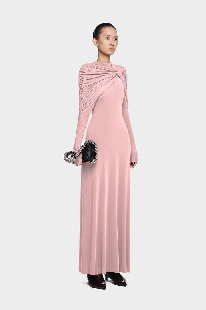 Red Elegant Floral Maxi Dress – Bodycon Long Sleeve Maxi Dress for Women