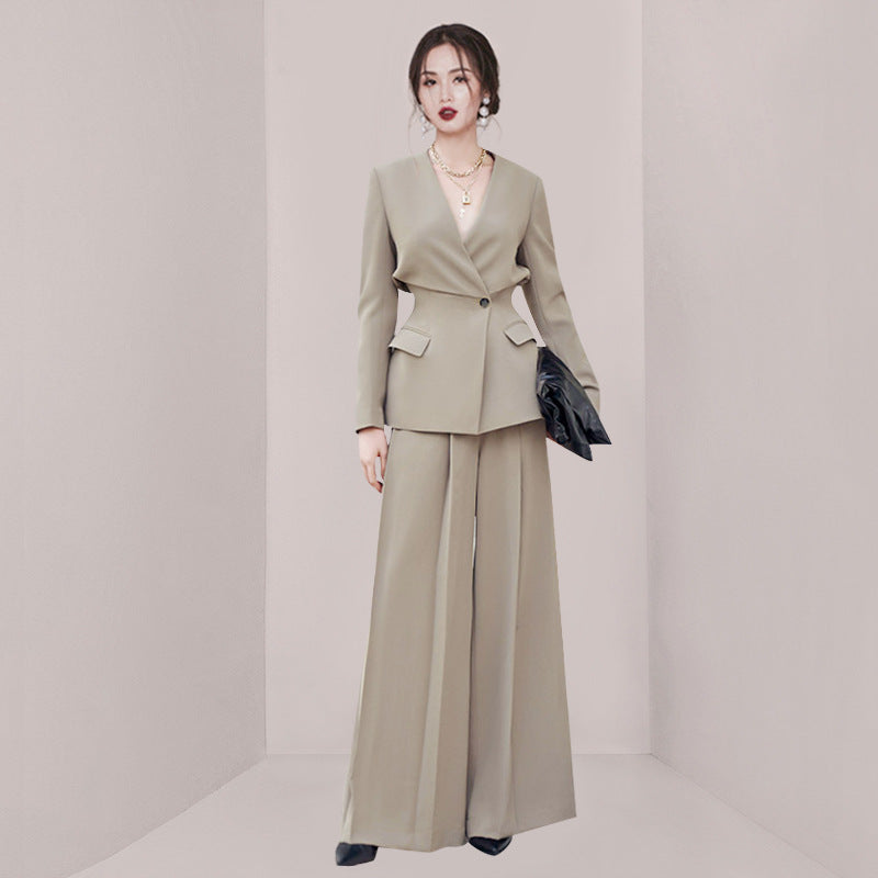 The Emerald V-Neck Suit Set