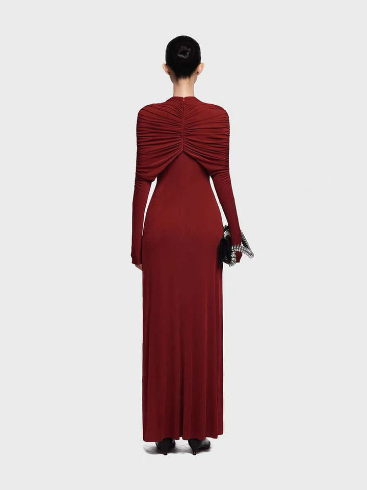 The Crimson Ruffle Gown