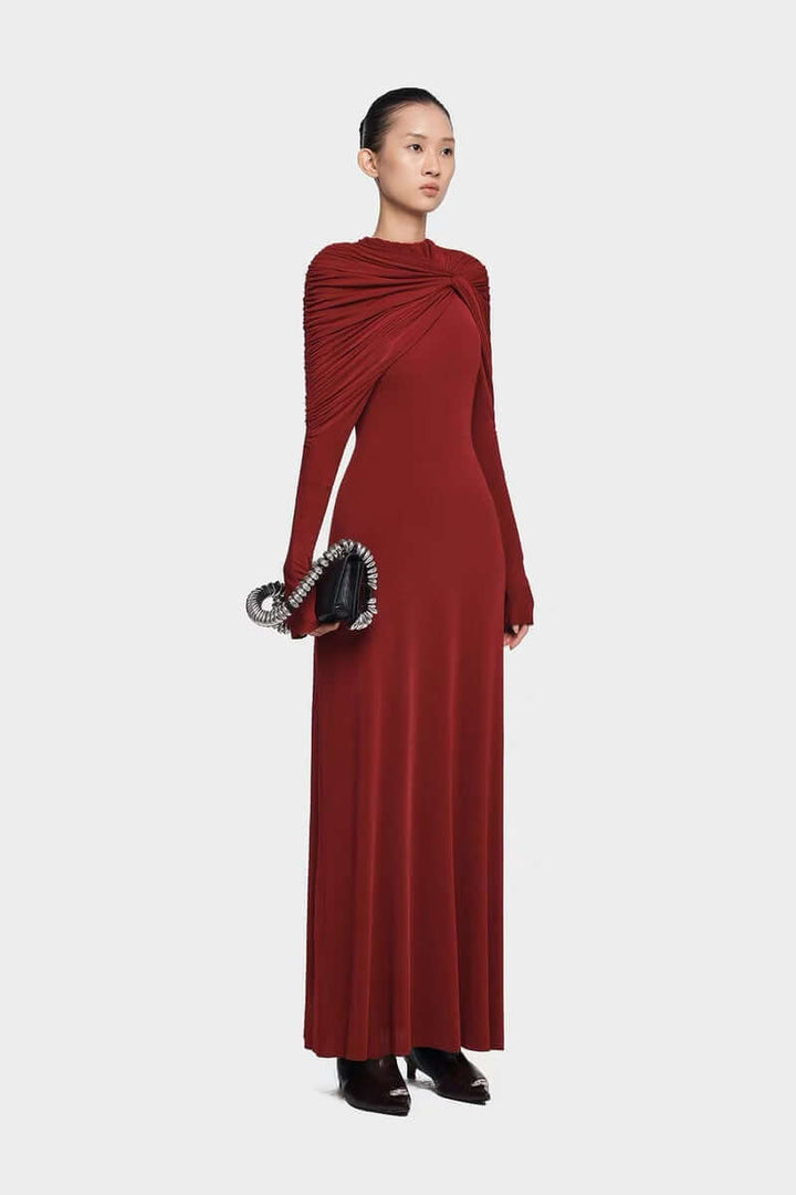 The Crimson Ruffle Gown