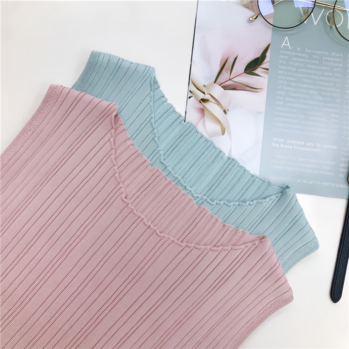 Robe rose sans manches à rayures verticales
