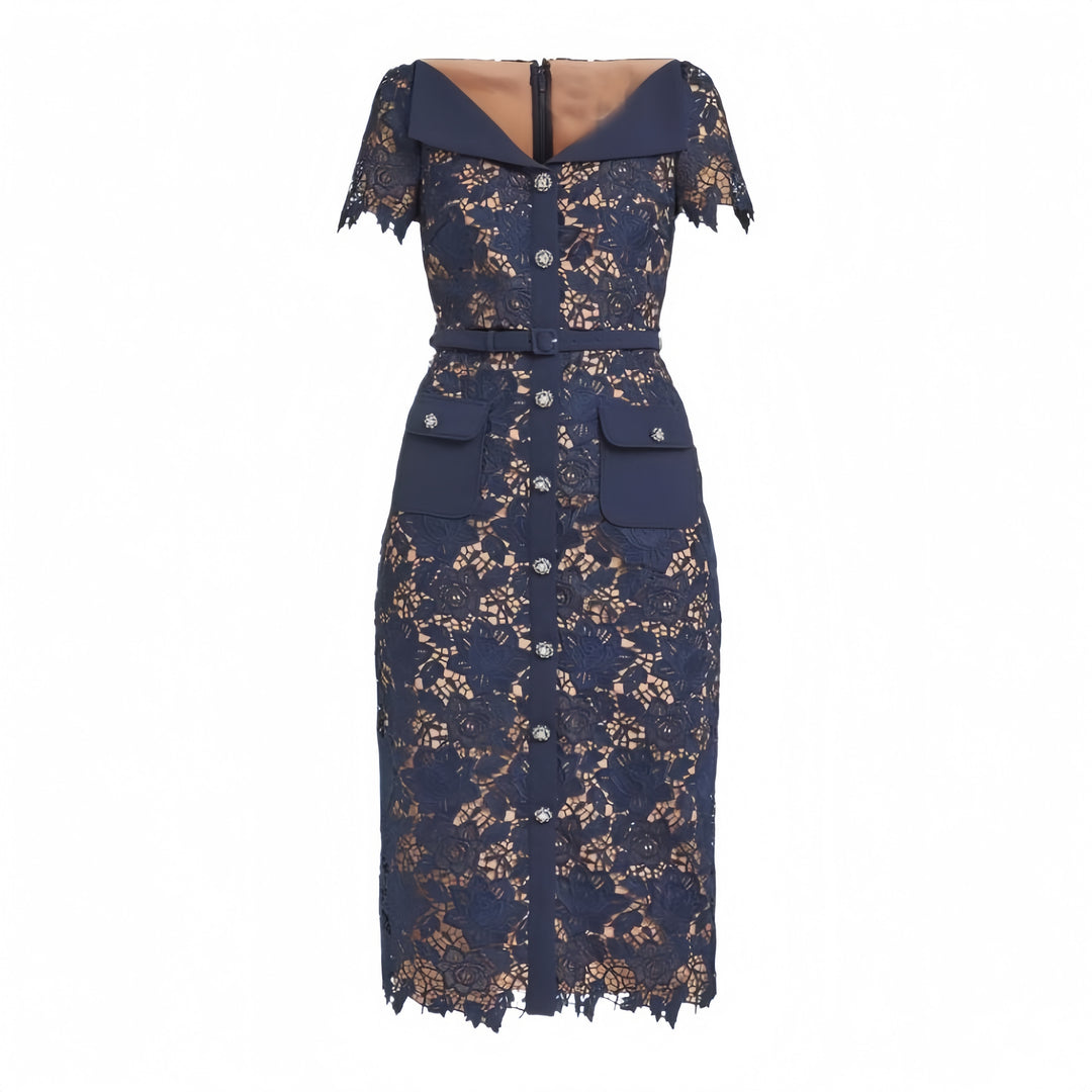 The Sapphire Bloom Lace Midi