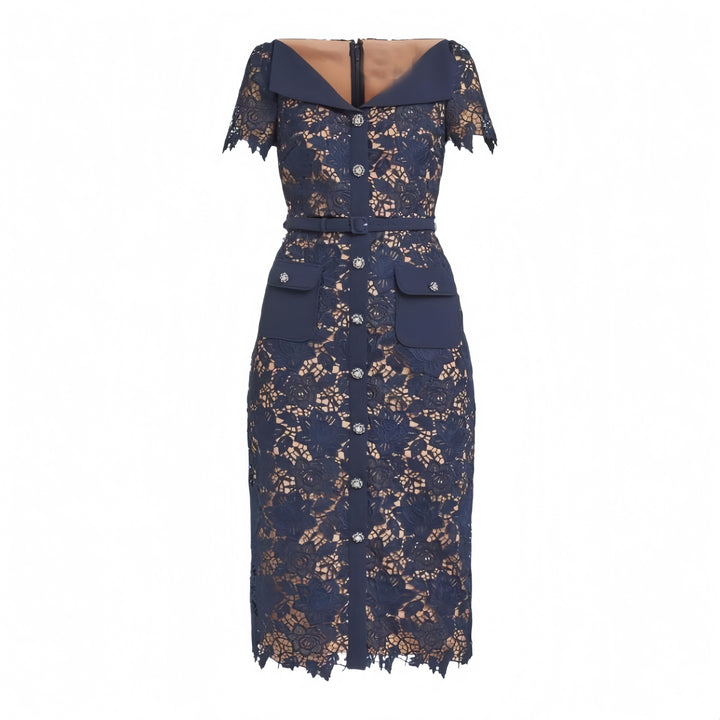 The Sapphire Bloom Lace Midi