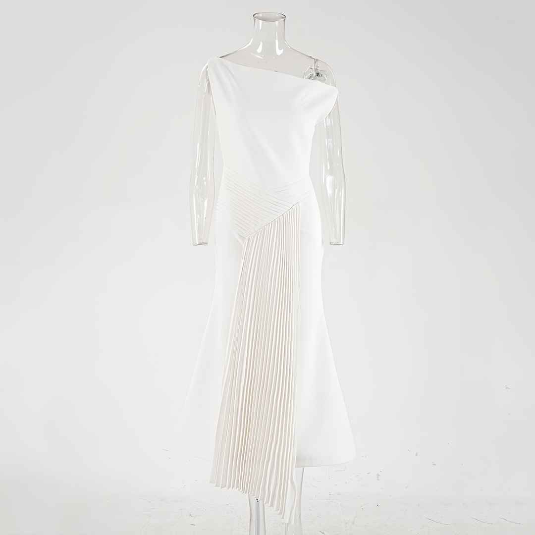 Robe plissée élégante à manches longues