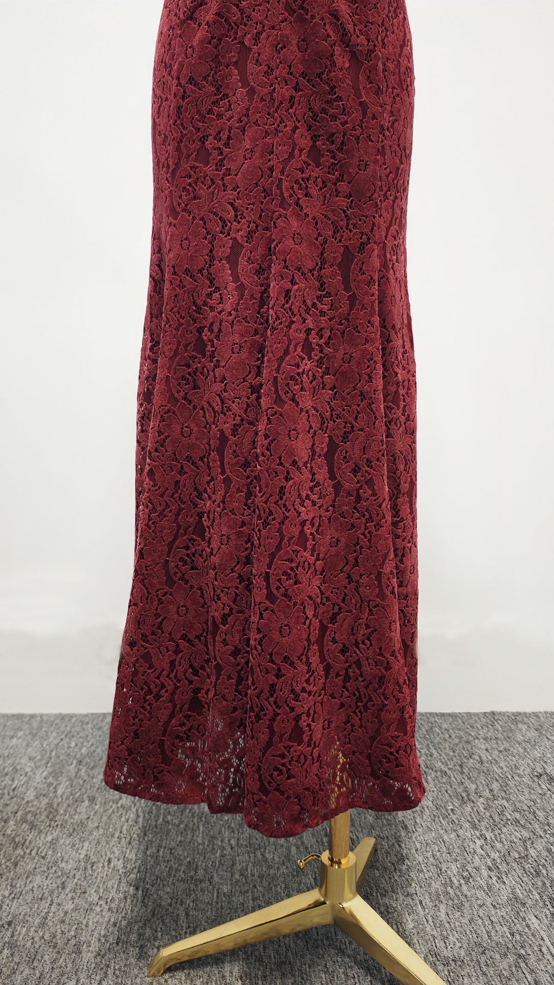 The Crimson Scalloped Midi