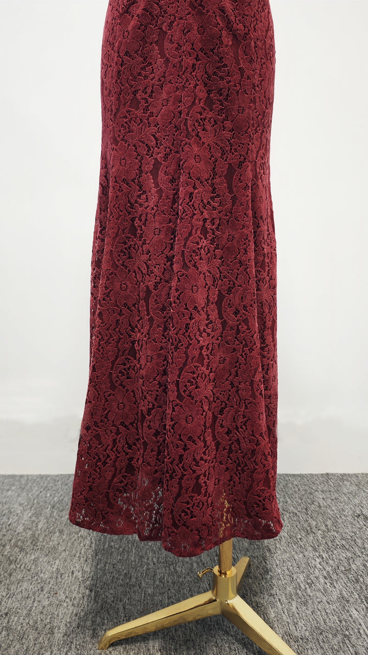 The Crimson Scalloped Midi