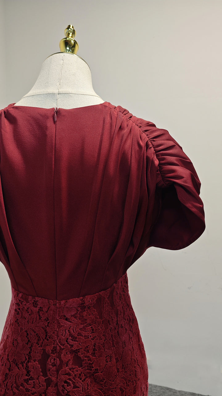 The Crimson Scalloped Midi