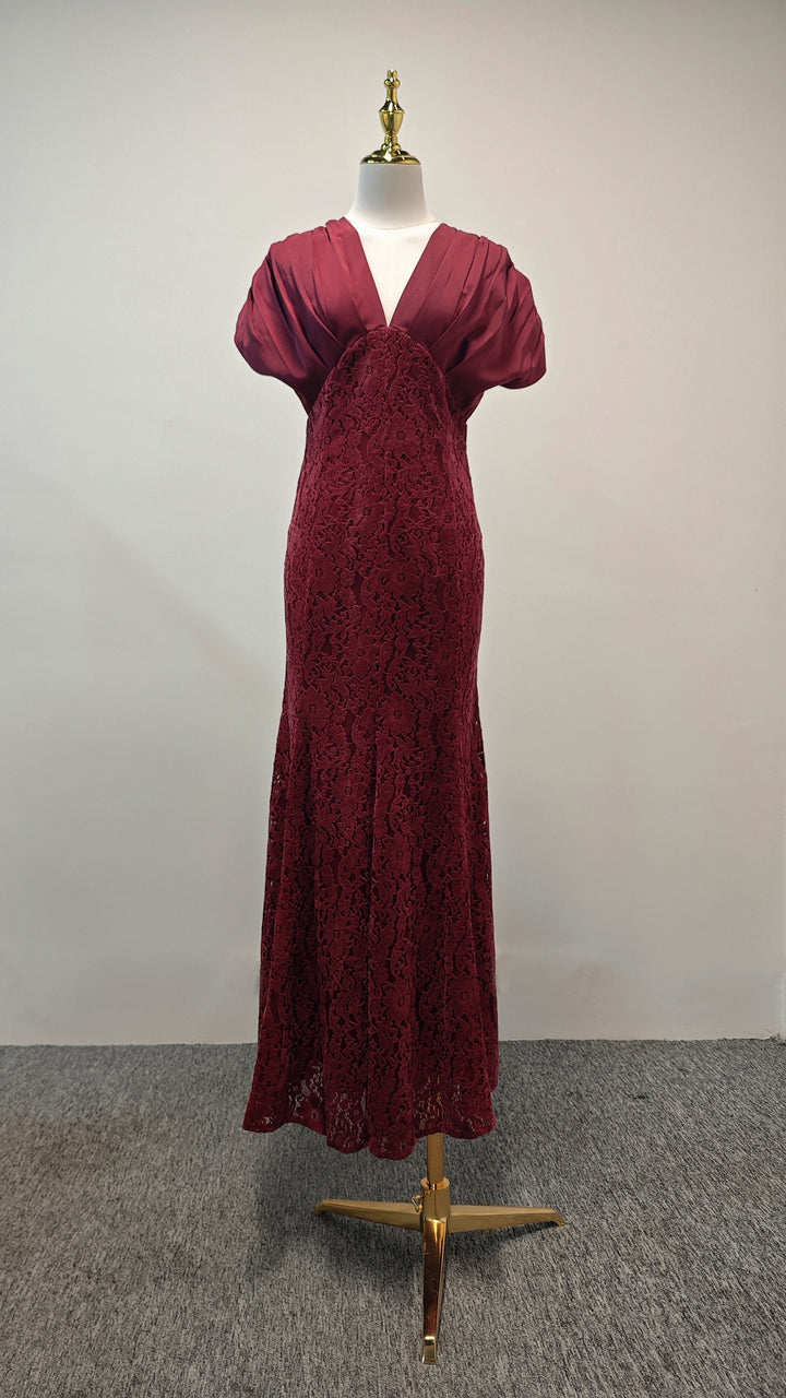 The Crimson Scalloped Midi