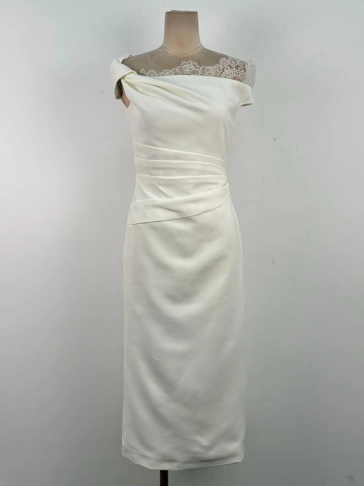 French Lace Patchwork Off-Shoulder Party Dress