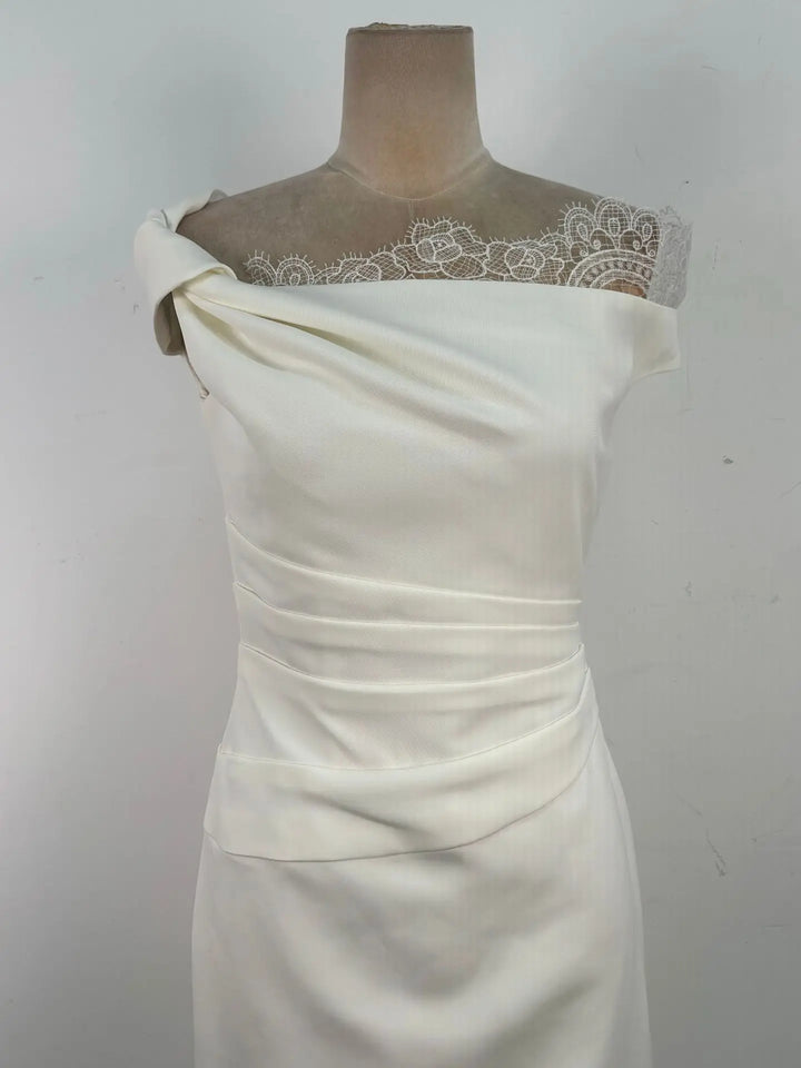 French Lace Patchwork Off-Shoulder Party Dress