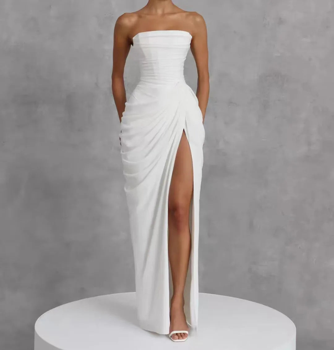 Strapless High Slit French Elegant Long Dress