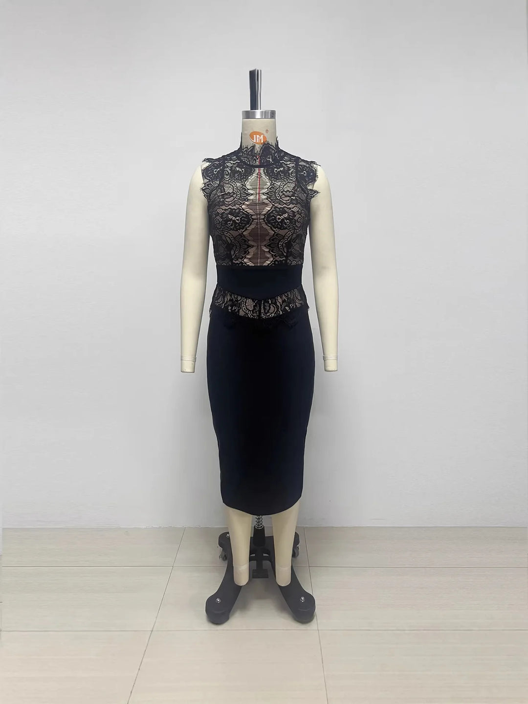 Black Lace Knitted Bandage Maxi Gown — Bestseller
