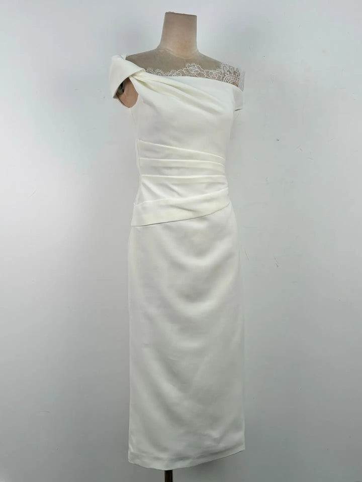 French Lace Patchwork Off-Shoulder Party Dress
