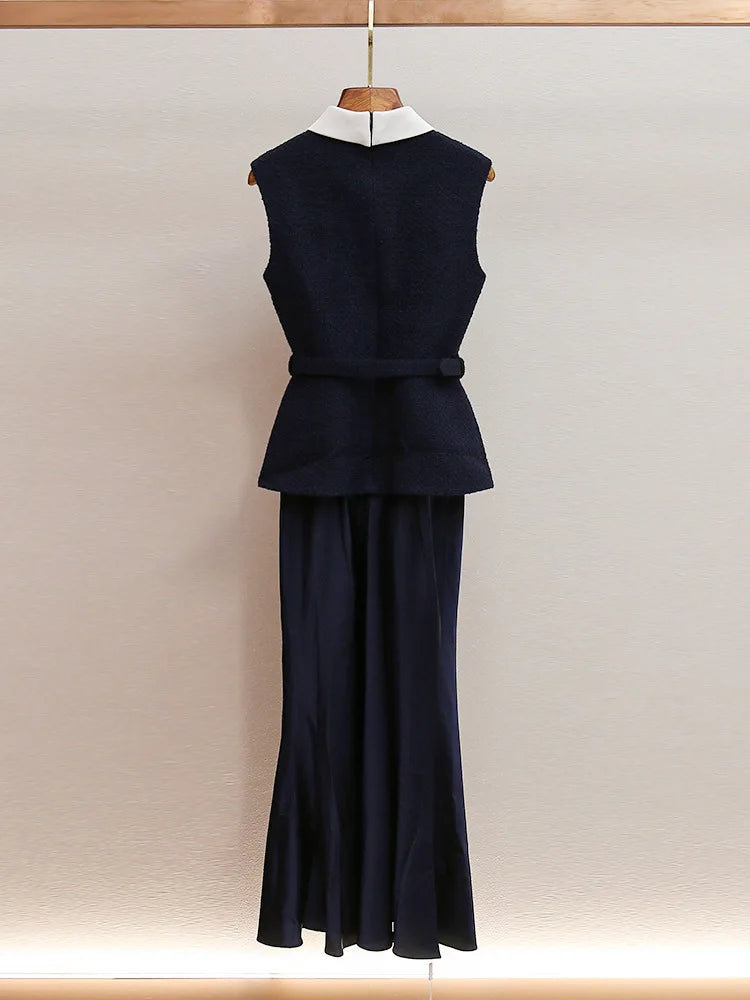 Sequin Beaded Embroidery Faux Two-Piece Evening Dress